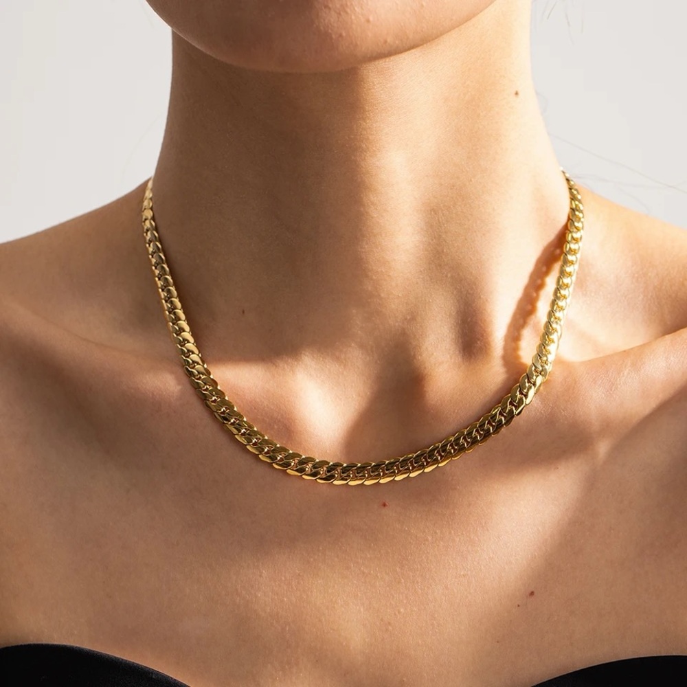 18K Gold Plated Snake Chain Choker Necklace